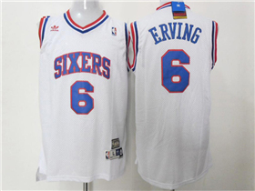 Philadelphia 76ers #6 Julius Erving White Hardwood Classics Jersey