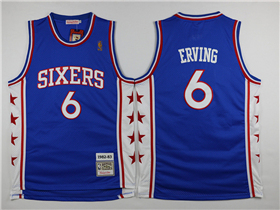 Philadelphia 76ers #6 Julius Erving Throwback Blue Jersey