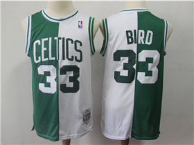 Boston Celtics #33 Larry Bird Green White Split 1985-86 Hardwood Classics Jersey