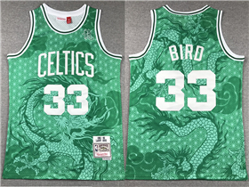 Boston Celtics #33 Larry Bird Year of the Dragon Green Hardwood Classics Jersey