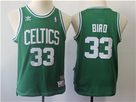 Boston Celtics #33 Larry Bird Youth Green Hardwood Classics Jersey