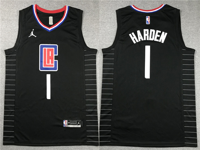 Los Angeles Clippers #1 James Harden Black Statement Swingman Jersey ...