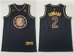 Los Angeles Clippers #2 Kawhi Leonard Black Gold Swingman Jersey