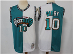 Vancouver Grizzlies #10 Mike Bibby Teal White Split Hardwood Classics Jersey