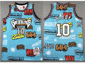 Vancouver Grizzlies #10 Mike Bibby Teal Graffiti Hardwood Classics Jersey