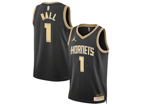 Charlotte Hornets #1 LaMelo Ball Black Gold Swingman Jersey