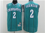 Charlotte Hornets #2 Larry Johnson Teal Hardwood Classics Jersey