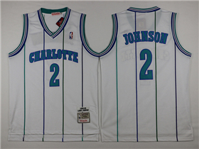 Charlotte Hornets #2 Larry Johnson 1992-93 White Hardwood Classics Jersey