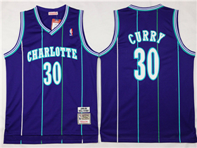 Charlotte Hornets #30 Dell Curry Purple Hardwood Classics Jersey