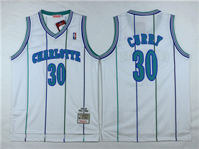 Charlotte Hornets #30 Dell Curry White Hardwood Classics Jersey