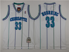 Charlotte Hornets #33 Alonzo Mourning White Hardwood Classics Jersey