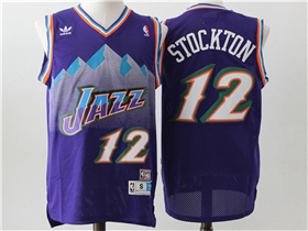 Utah Jazz #12 John Stockton Purple Hardwood Classics Jersey