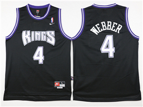 Sacramento Kings #4 Chris Webber Throwback Black Jersey