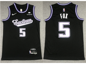 Sacramento Kings #5 De'Aaron Fox 2021-22 Black City Edition Swingman Jersey 