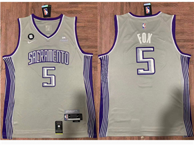 Sacramento Kings #5 De'Aaron Fox 2022-23 Gray City Edition Swingman Jersey 