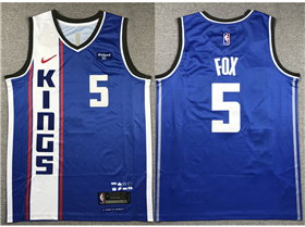 Sacramento Kings #5 De'Aaron Fox 2023-24 Blue City Edition Swingman Jersey 