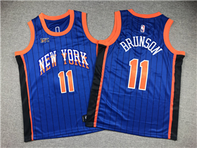 New York Knicks #11 Jalen Brunson Youth 2023-24 Blue City Edition Swingman Jersey