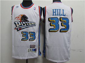 Detroit Pistons #33 Grant Hill White Hardwood Classics Jersey