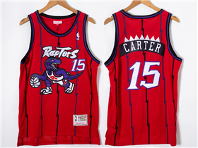 Toronto Raptors #15 Vince Carter Red Hardwood Classics Jersey