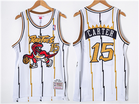 Toronto Raptors #15 Vince Carter 1998-99 White/Gold Hardwood Classics Jersey