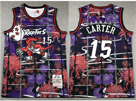 Toronto Raptors #15 Vince Carter Purple Graffiti Hardwood Classics Jersey