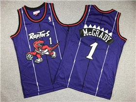 Toronto Raptors #1 Tracy McGrady Youth 1998-99 Purple Hardwood Classics Jersey