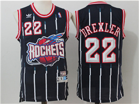 Houston Rockets #22 Clyde Drexler Navy Blue Hardwood Classics Jersey