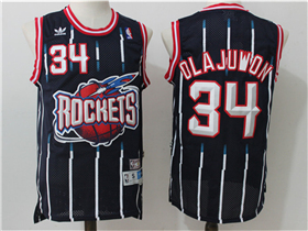 Houston Rockets #34 Hakeem Olajuwon Navy Blue Hardwood Classics Jersey