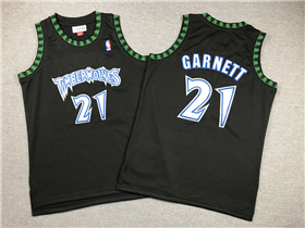 Minnesota Timberwolves #21 Kevin Garnett Youth 1997-98 Black Hardwood Classics Jersey