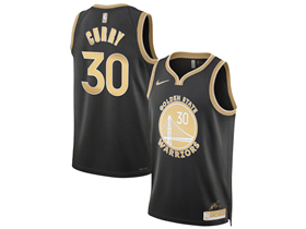 Golden State Warriors #30 Stephen Curry Black Gold Swingman Jersey