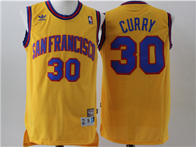 Golden State Warriors #30 Stephen Curry Gold Hardwood Classics Jersey