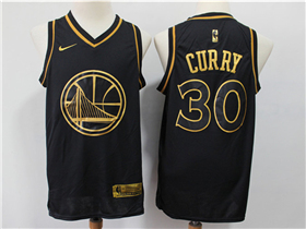 Golden State Warriors #30 Stephen Curry Black Gold Swingman Jersey