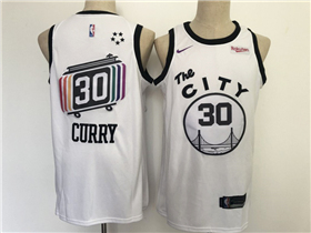 Golden State Warriors #30 Stephen Curry White The City Swingman Jersey