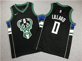 Milwaukee Bucks #0 Damian Lillard Youth Black Swingman Jersey