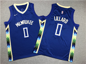 Milwaukee Bucks #0 Damian Lillard Youth 2022-23 Blue City Edition Swingman Jersey