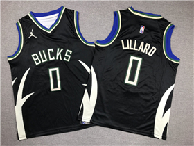 Milwaukee Bucks #0 Damian Lillard Youth 2022-23 Black Statement Swingman Jersey