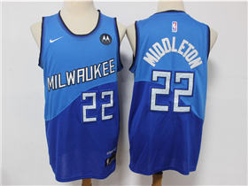 Milwaukee Bucks #22 Khris Middleton 2020-21 Blue City Edition Swingman Jersey