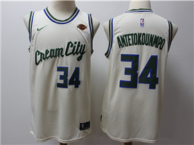 Milwaukee Bucks #34 Giannis Antetokounmpo 2019-20 Cream City Edition Swingman Jersey