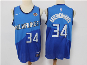 Milwaukee Bucks #34 Giannis Antetokounmpo 2020-21 Blue City Edition Swingman Jersey