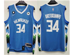 Milwaukee Bucks #34 Giannis Antetokounmpo 2022-23 Blue City Edition Swingman Jersey