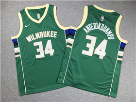 Milwaukee Bucks #34 Giannis Antetokounmpo Youth Green Swingman Jersey