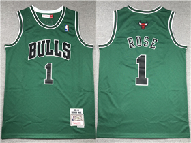 Chicago Bulls #1 Derrick Rose 2008-09 Green Hardwood Classics Jersey