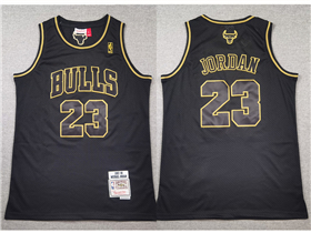 Chicago Bulls #23 Michael Jordan Black Gold Hardwood Classics Jersey