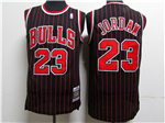 Chicago Bulls #23 Michael Jordan Black Pinstripe Hardwood Classics Jersey