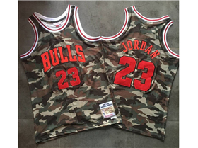 Chicago Bulls #23 Michael Jordan 1997-98 Camo Hardwood Classics Jersey