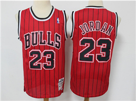 Chicago Bulls #23 Michael Jordan Red Pinstripe Hardwood Classics Jersey