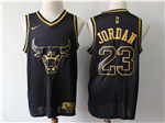 Chicago Bulls #23 Michael Jordan Black Gold Swingman Jersey