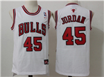 Chicago Bulls #45 Michael Jordan Throwback White Jersey