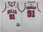 Chicago Bulls #91 Dennis Rodman White Hardwood Classics Jersey