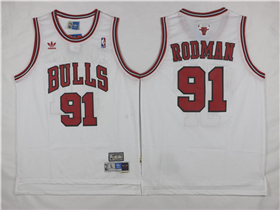 Chicago Bulls #91 Dennis Rodman White Hardwood Classics Jersey